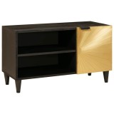 vidaXL Cabinet TV Negru și Aur 80 x 33 x 46 cm Lemn masiv de mango