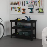 vidaXL Banc de lucru, negru, 110,5x50x80 cm, lemn masiv pin 823648