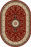 Cumpara ieftin Covor Oval Model Lotos 523-210, Marime 50 x 80 cm, Crem, Rosu, Inaltime Fir 8 mm, Antialergic, Polipropilena, Living, Dormitor, Sufragerie, Birou