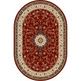 Covor Oval Model Lotos 523-210, Marime 50 x 80 cm, Crem, Rosu, Inaltime Fir 8 mm, Antialergic, Polipropilena, Living, Dormitor, Sufragerie, Birou