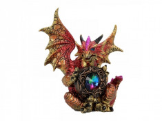 Statueta dragon cu cristal Gardianul Curcubeului 15 cm foto