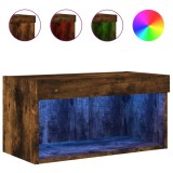 Cumpara ieftin Comoda TV cu lumini LED, stejar fumuriu, 60x30x30 cm