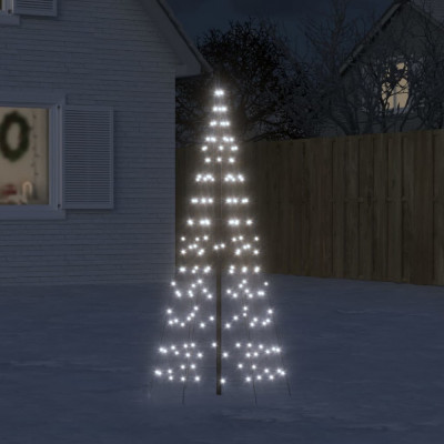 vidaXL Iluminat brad de Crăciun pe st&amp;acirc;lp, 200 LED-uri alb rece, 180 cm foto