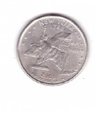 Moneda SUA 25 centi/quarter dollar 2001 P, New York 1788, stare buna, curata, America de Nord, Nichel