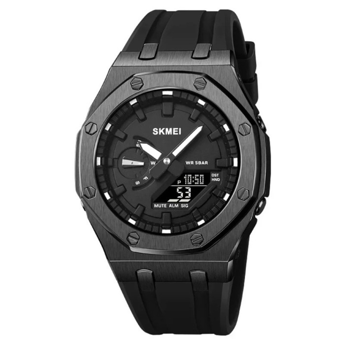 Ceas Digital Barbati SKMEI 2243 Negru , Functii Multiple, Design Sport, Cronometru, Alarma, Rezistent la Apa 5ATM