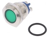Lampă de control LED verde &Oslash;16mm 12VDC/12VAC