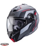 Casca modulabila pentru scuter - motocicleta (flip-up) Caberg model Duke Evo Move L2 SV gun metal (titanium)/negru/rosu mat Pinlock ready &ndash; lentila Pi