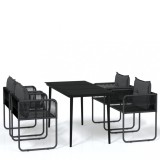 Set de servit masa pentru gradina, 5 piese, negru