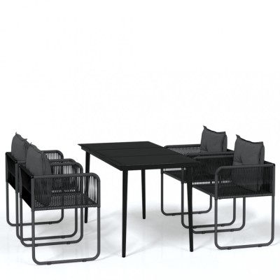 Set de servit masa pentru gradina, 5 piese, negru foto