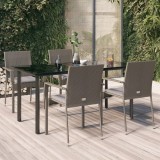 Set mobilier gradina cu perne, 5 piese, negru si gri, poliratan GartenMobel Dekor, vidaXL