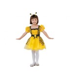Costum Carnaval Albinuta Copii 92/104 (3-4 Ani) Rochita Galbena cu Antene si Curea. Set Serbare, Halloween