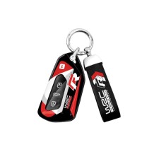Carcasa cheie / telecomanda rosu cu alb auto si breloc metalic VW si Skoda