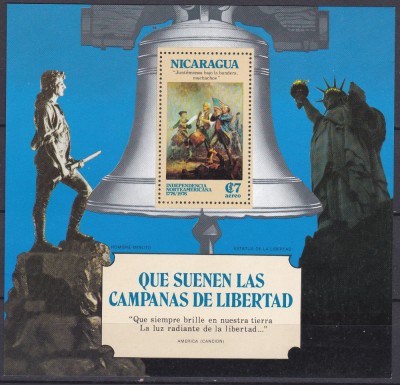 DB1 Nicaragua Bicentenar Independenta SUA SS MNH foto
