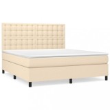 Cumpara ieftin Pat continental cu saltea, crem, 180x200 cm, textil