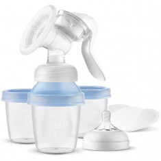 Pompa manuala, Philips Avent, Cu accesorii, BPA Free, Cu recipiente de stocare incluse, Plastic, Alb