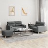VidaXL Set de canapele cu perne, 3 piese, gri &icirc;nchis, textil 3201593