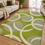 Cumpara ieftin Covor Kolibri 11472-130, Marime 80 x 150 cm, Verde, Bej, Inaltime Fir 9 mm, Antialergic, Polipropilena, Living, Dormitor, Hol