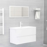 Set mobilier de baie, 2 piese, alb extralucios, PAL