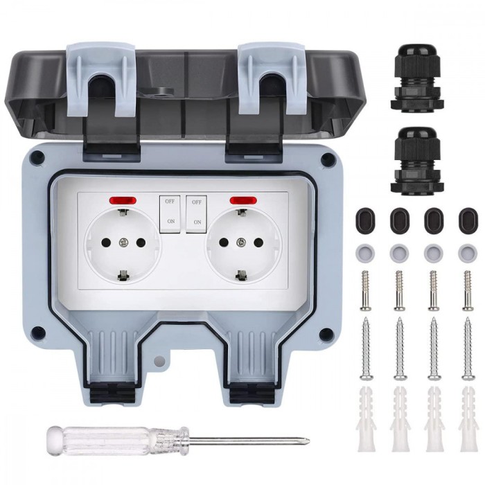 Priza impermeabila exterior, Jormftte, IP66, Gri