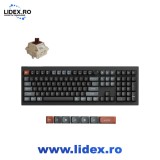 Tastatura mecanica wireless Keychron V6 Ultra 8K, BT/2.4GHz/Wired, switch-uri Brown Silk POM, RGB LED, QMK, macOS/Windows/Linux