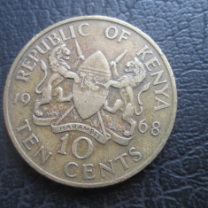 Kenya : 10 cents 1968 _ moneda nichel-alama