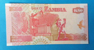 50 Kwacha anii 1980 Bancnota veche Africa - Zambia - stare foarte buna UNC foto