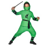 Costum Green Ninja pentru copii 4-6 ani 110 cm, Kidmania