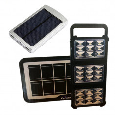 Pachet: Kit solar CCLAMP CL-10, 3.5 W, 15000 mAh, 3 proiectoare, panou solar, stand incarcare, telecomanda + Baterie solara, 2 x USB, 20.000 mAh, 20 x foto