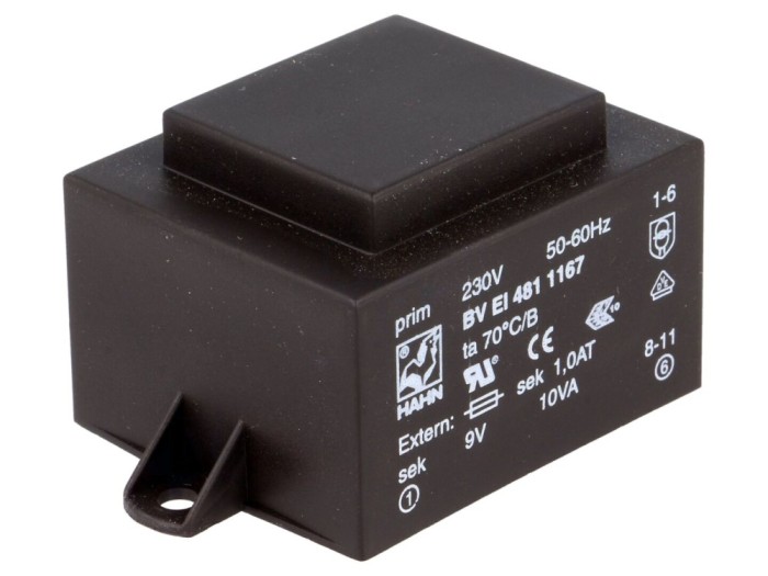 Transformator PCB &icirc;ncapsulat 10VA 230V 9V