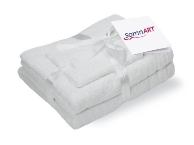 Set prosoape bumbac Somnart, 600gsm, de fata 50x90 cm + de corp 70x140 + de maini 30x50 cm, alb optic foto