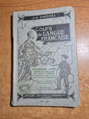 manual de limba franceza - pentru clasa a 3-a gimnaziala - anul 1930-1931 foto