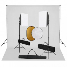 Kit studio foto cu lumini softbox, fundal si reflector foto