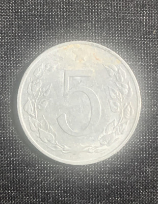 Moneda Cehoslovacia 5 haleri 1954 foto