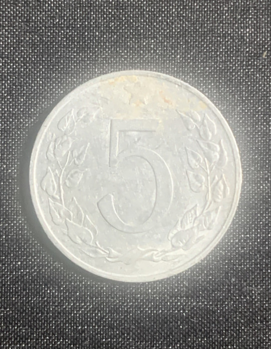Moneda Cehoslovacia 5 haleri 1954