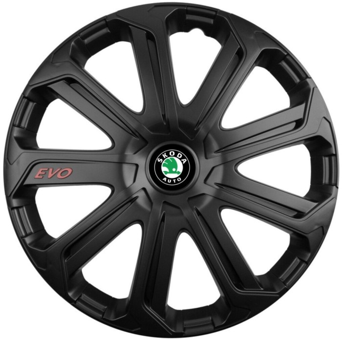 Set 4 Capace Roti Evo Negru R14, Pentru Skoda