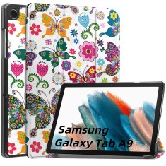 Husa tableta compatibila samsung galaxy tab a9, foldpro cu microfibra, auto sleep/wake, butterfly foto