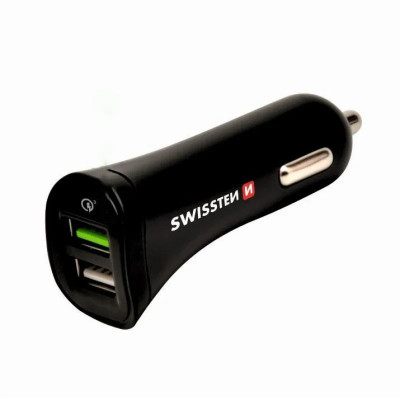 Set Incarcator Auto Swissten 2xUSB QC 3.0+Cablu Date Micro Usb 1.5m Negru foto