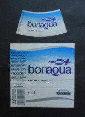 Eticheta de apa BONAQUA, produs COCA COLA, anii 1998 - 2000