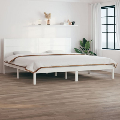 vidaXL Cadru de pat Super King, alb, 180x200 cm, lemn masiv foto