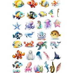 Sticker decorativ Animale Marine, Waterproof 90x60 cm, 1305STK