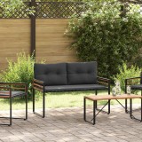 vidaXL Bancă cu strat din lemn cu pernă Gri &icirc;nchis 114 x 55 x 77 cm 42026937