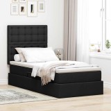 Cumpara ieftin Pat cu LED si saltea Negru 100 x 200 cm Tesatura