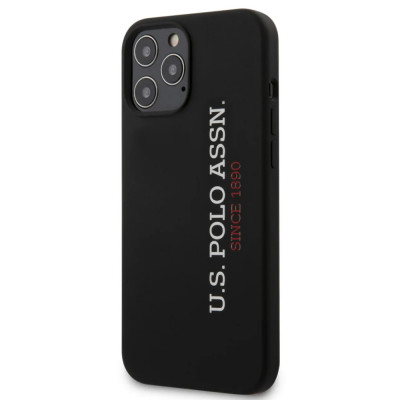 Husa Cover US Polo Silicone Vertical Logo pentru iPhone 12 Pro Max Black foto