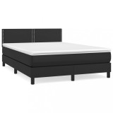 Cumpara ieftin Pat box spring cu saltea, negru, 140x190 cm, piele ecologica
