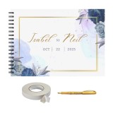 Set Album foto / GuestBook pentru nunta, MODEL 15, personalizabil, A4 landscape, pix si dubluadeziv inclus, 3 piese, accesoriu nunta