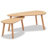 Set masa cafea, 2 piese, lemn masiv de pin, maro
