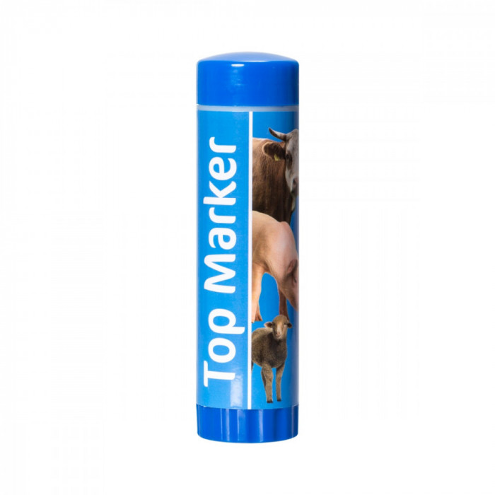 Creion albastru pentru marcarea animalelor pe termen scurt, TopMarker, 60&nbsp;ml