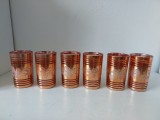 Set 6 pahare sticla vintage Made in Korea, deosebite, 11cm inaltime x 6cm diametru
