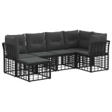 vidaXL Set de canapele de exterior cu pernă 6 pcs Negru Poliester 3437517