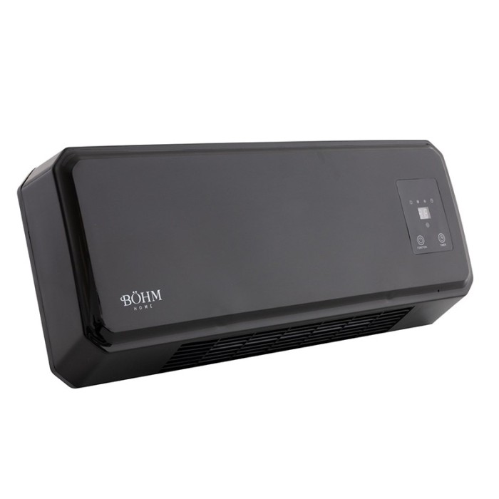 Aeroterma de perete Bohm, 2 trepte putere 1000/2000 W, Timer 1-12 H , suprafata de incalzire 20-25 mp, Negru